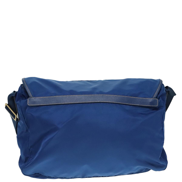 PRADA Shoulder Bag Nylon Blue Gold Auth 90221 - Picture 2 of 16
